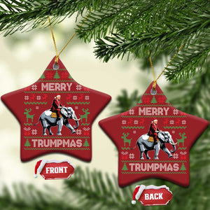 Trump Christmas Christmas Ornament Merry Trumpmas He Won 47th President Ugly Sweater TS02 Star Red Print Your Wear