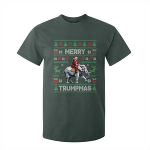 Trump Christmas T Shirt For Kid Merry Trumpmas He Won 47th President Ugly Sweater TS02 Dark Forest Green Print Your Wear