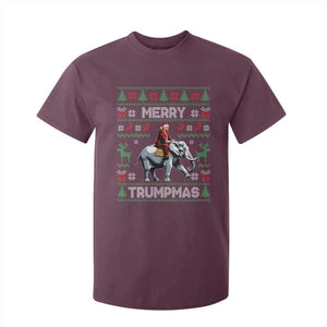 Trump Christmas T Shirt For Kid Merry Trumpmas He Won 47th President Ugly Sweater TS02 Maroon Print Your Wear