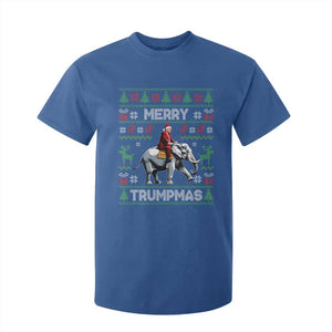 Trump Christmas T Shirt For Kid Merry Trumpmas He Won 47th President Ugly Sweater TS02 Royal Blue Print Your Wear