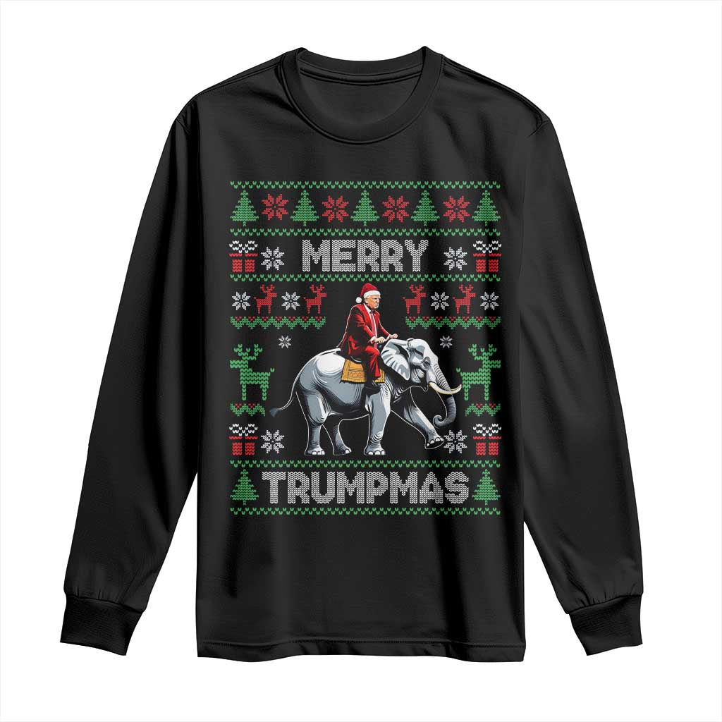 Trump Christmas Long Sleeve Shirt Merry Trumpmas He Won 47th President Ugly Sweater TS02 Black Print Your Wear