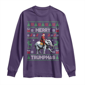 Trump Christmas Long Sleeve Shirt Merry Trumpmas He Won 47th President Ugly Sweater TS02 Purple Print Your Wear