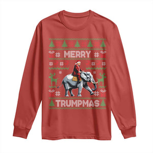 Trump Christmas Long Sleeve Shirt Merry Trumpmas He Won 47th President Ugly Sweater TS02 Red Print Your Wear