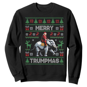 Trump Christmas Sweatshirt Merry Trumpmas He Won 47th President Ugly Sweater TS02 Black Print Your Wear