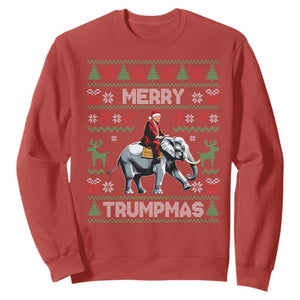 Trump Christmas Sweatshirt Merry Trumpmas He Won 47th President Ugly Sweater TS02 Red Print Your Wear