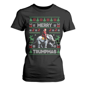 Trump Christmas T Shirt For Women Merry Trumpmas He Won 47th President Ugly Sweater TS02 Black Print Your Wear