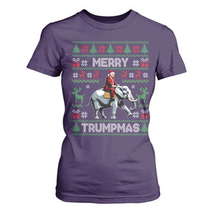 Trump Christmas T Shirt For Women Merry Trumpmas He Won 47th President Ugly Sweater TS02 Purple Print Your Wear