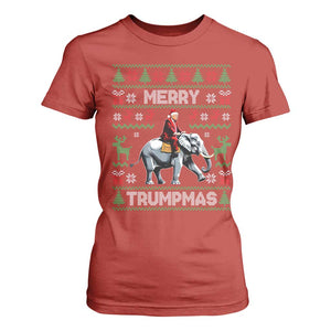 Trump Christmas T Shirt For Women Merry Trumpmas He Won 47th President Ugly Sweater TS02 Red Print Your Wear