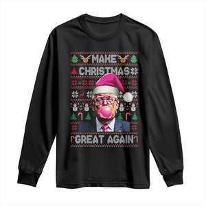 Trump Christmas Pink Bubble Gum Long Sleeve Shirt Make Christmas Great Again Ugly Sweater TS02 Black Print Your Wear