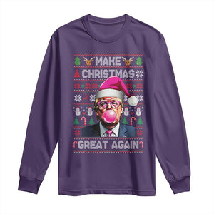 Trump Christmas Pink Bubble Gum Long Sleeve Shirt Make Christmas Great Again Ugly Sweater TS02 Purple Print Your Wear