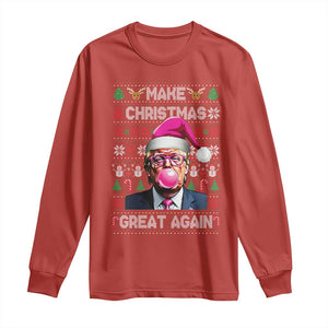 Trump Christmas Pink Bubble Gum Long Sleeve Shirt Make Christmas Great Again Ugly Sweater TS02 Red Print Your Wear