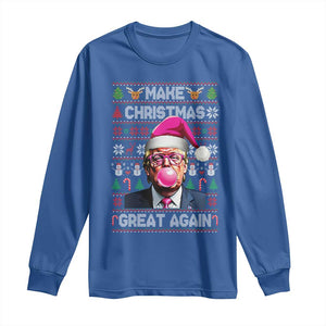 Trump Christmas Pink Bubble Gum Long Sleeve Shirt Make Christmas Great Again Ugly Sweater TS02 Royal Blue Print Your Wear