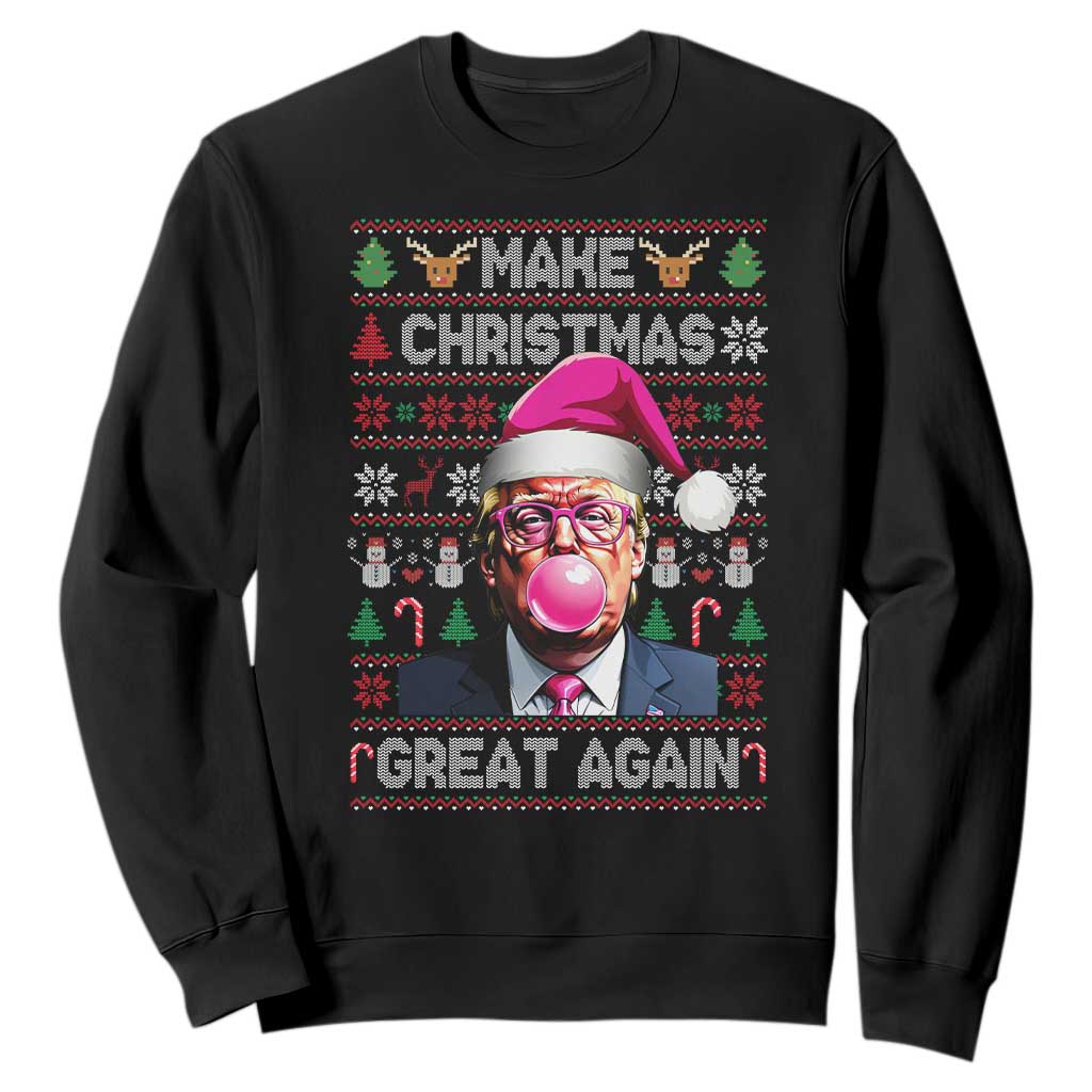 Trump Christmas Pink Bubble Gum Sweatshirt Make Christmas Great Again Ugly Sweater TS02 Black Print Your Wear