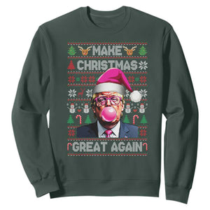 Trump Christmas Pink Bubble Gum Sweatshirt Make Christmas Great Again Ugly Sweater TS02 Dark Forest Green Print Your Wear