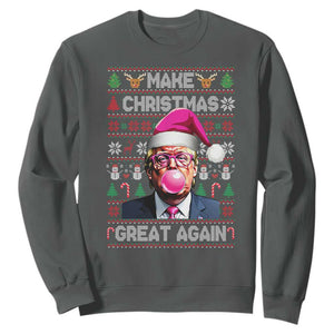 Trump Christmas Pink Bubble Gum Sweatshirt Make Christmas Great Again Ugly Sweater TS02 Dark Heather Print Your Wear