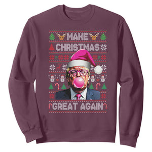 Trump Christmas Pink Bubble Gum Sweatshirt Make Christmas Great Again Ugly Sweater TS02 Maroon Print Your Wear