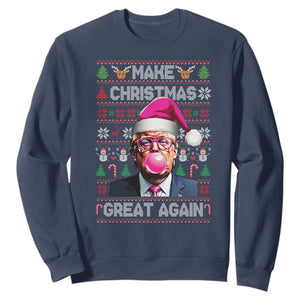 Trump Christmas Pink Bubble Gum Sweatshirt Make Christmas Great Again Ugly Sweater TS02 Navy Print Your Wear