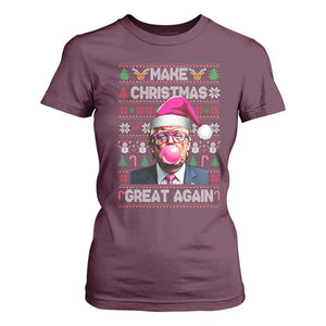 Trump Christmas Pink Bubble Gum T Shirt For Women Make Christmas Great Again Ugly Sweater TS02 Maroon Print Your Wear