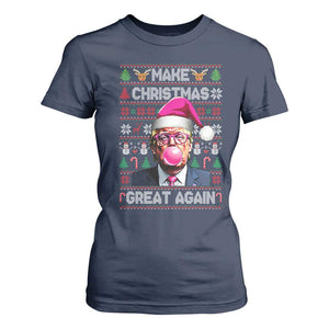 Trump Christmas Pink Bubble Gum T Shirt For Women Make Christmas Great Again Ugly Sweater TS02 Navy Print Your Wear