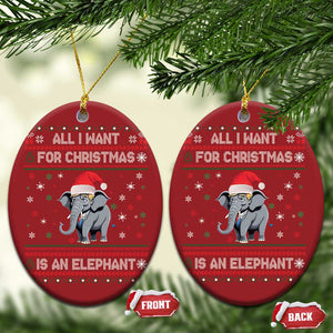 Trump Christmas Christmas Ornament All I Want For Christmas Is An Elephant Republican TS02 Oval Red Print Your Wear