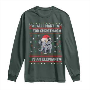 Trump Christmas Long Sleeve Shirt All I Want For Christmas Is An Elephant Republican TS02 Dark Forest Green Print Your Wear