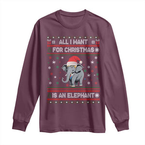 Trump Christmas Long Sleeve Shirt All I Want For Christmas Is An Elephant Republican TS02 Maroon Print Your Wear