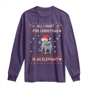 Trump Christmas Long Sleeve Shirt All I Want For Christmas Is An Elephant Republican TS02 Purple Print Your Wear