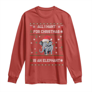 Trump Christmas Long Sleeve Shirt All I Want For Christmas Is An Elephant Republican TS02 Red Print Your Wear