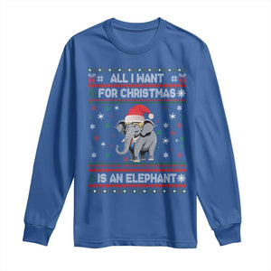 Trump Christmas Long Sleeve Shirt All I Want For Christmas Is An Elephant Republican TS02 Royal Blue Print Your Wear