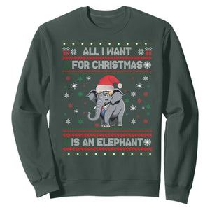 Trump Christmas Sweatshirt All I Want For Christmas Is An Elephant Republican TS02 Dark Forest Green Print Your Wear