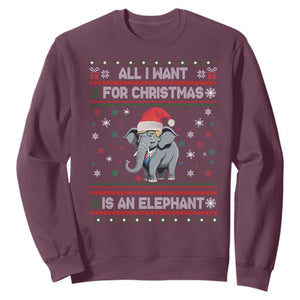 Trump Christmas Sweatshirt All I Want For Christmas Is An Elephant Republican TS02 Maroon Print Your Wear