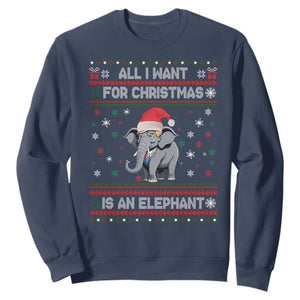 Trump Christmas Sweatshirt All I Want For Christmas Is An Elephant Republican TS02 Navy Print Your Wear