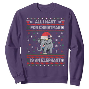 Trump Christmas Sweatshirt All I Want For Christmas Is An Elephant Republican TS02 Purple Print Your Wear