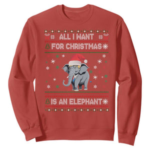 Trump Christmas Sweatshirt All I Want For Christmas Is An Elephant Republican TS02 Red Print Your Wear