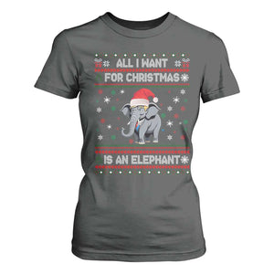 Trump Christmas T Shirt For Women All I Want For Christmas Is An Elephant Republican TS02 Dark Heather Print Your Wear