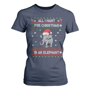 Trump Christmas T Shirt For Women All I Want For Christmas Is An Elephant Republican TS02 Navy Print Your Wear