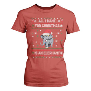 Trump Christmas T Shirt For Women All I Want For Christmas Is An Elephant Republican TS02 Red Print Your Wear