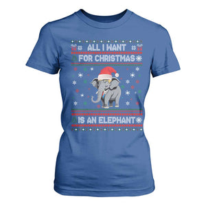 Trump Christmas T Shirt For Women All I Want For Christmas Is An Elephant Republican TS02 Royal Blue Print Your Wear