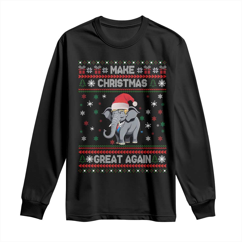 Trump Christmas Long Sleeve Shirt Make Christmas Great Again Republican Elephant Ugly Sweater TS02 Black Print Your Wear