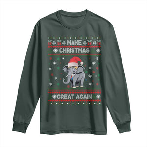 Trump Christmas Long Sleeve Shirt Make Christmas Great Again Republican Elephant Ugly Sweater TS02 Dark Forest Green Print Your Wear