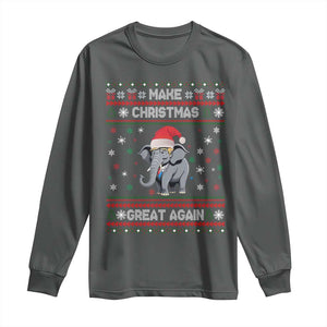 Trump Christmas Long Sleeve Shirt Make Christmas Great Again Republican Elephant Ugly Sweater TS02 Dark Heather Print Your Wear