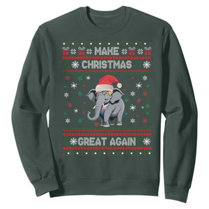 Trump Christmas Sweatshirt Make Christmas Great Again Republican Elephant Ugly Sweater TS02 Dark Forest Green Print Your Wear