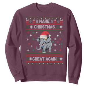 Trump Christmas Sweatshirt Make Christmas Great Again Republican Elephant Ugly Sweater TS02 Maroon Print Your Wear