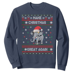 Trump Christmas Sweatshirt Make Christmas Great Again Republican Elephant Ugly Sweater TS02 Navy Print Your Wear