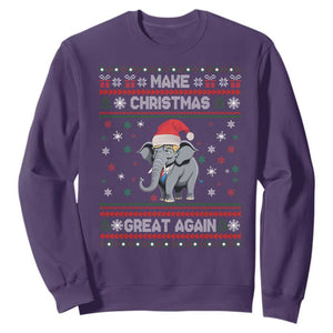 Trump Christmas Sweatshirt Make Christmas Great Again Republican Elephant Ugly Sweater TS02 Purple Print Your Wear