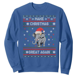 Trump Christmas Sweatshirt Make Christmas Great Again Republican Elephant Ugly Sweater TS02 Royal Blue Print Your Wear