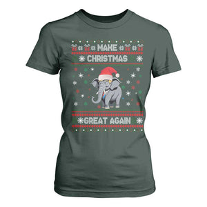 Trump Christmas T Shirt For Women Make Christmas Great Again Republican Elephant Ugly Sweater TS02 Dark Forest Green Print Your Wear