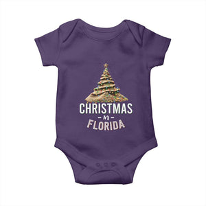 Christmas In Florida Baby Onesie Sand Xmas Tree Lights Family Vacation TS02 Purple Print Your Wear