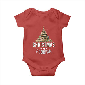 Christmas In Florida Baby Onesie Sand Xmas Tree Lights Family Vacation TS02 Red Print Your Wear