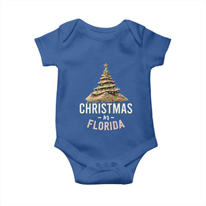 Christmas In Florida Baby Onesie Sand Xmas Tree Lights Family Vacation TS02 Royal Blue Print Your Wear